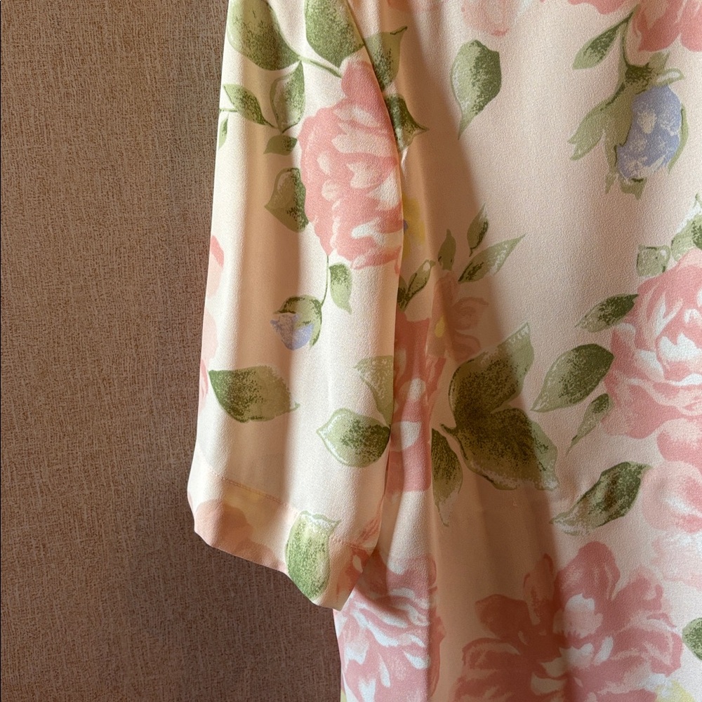 Vintage oversized Villager Pink and Cream Floral Top small - Picture 2 of 4